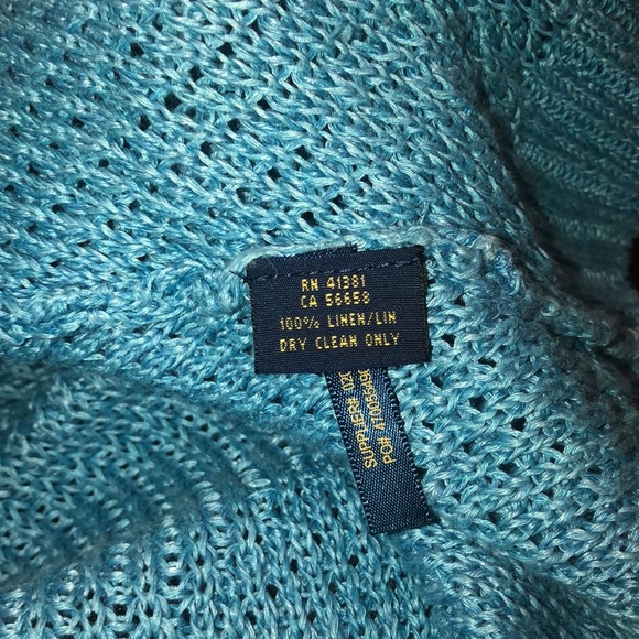 Polo Ralph Lauren Linen Turquoise Crocheted Top - Picture 3 of 10